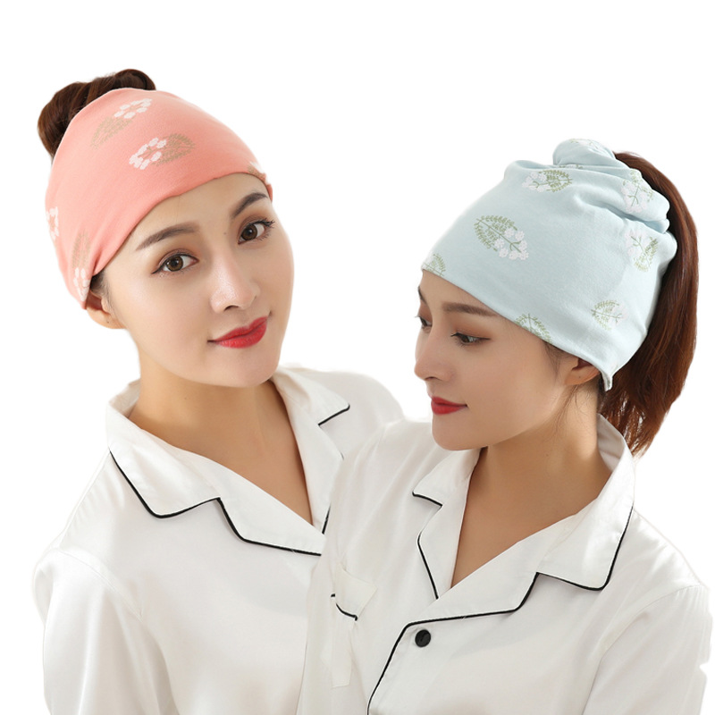Wholesale 2025 New Baotou Moon Hat Breathable Printing Postpartum Moon Scarf Cotton Maternity Hat