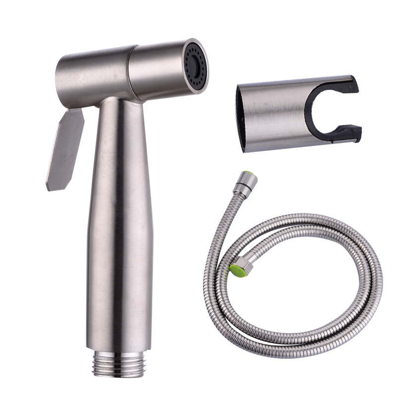 Cross-border 304 stainless steel women's washer suit pressurized toilet spray gun suit blister packaging spray gun three-piece set