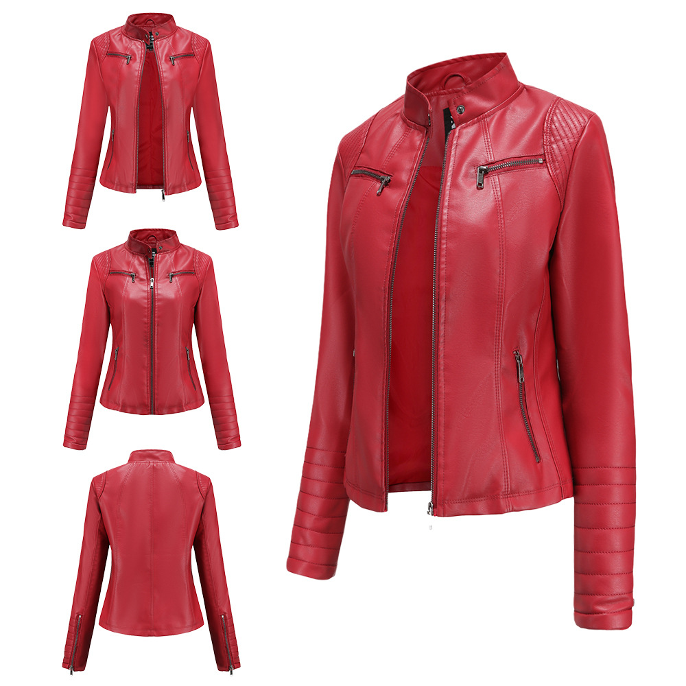 Foreign trade new 20 women's leather clothing European and American spring and autumn thin motorcycle clothing European size leather jacket short fashion women's jacket