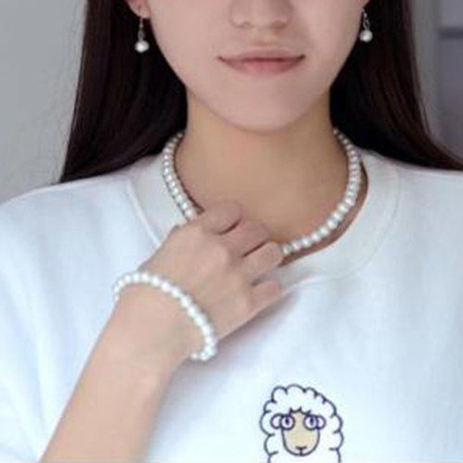 Spot Bead Necklace Bracelet Earrings Three-piece Set Cheongsam Clothing Accessories Women's All-match Wedding Dress Necklace Set