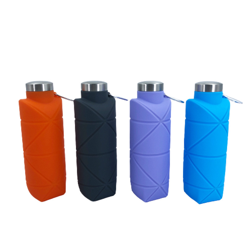 Platinum Silicone Diamond Folding Cup 700ml Outdoor Sports water bottle Cross Border Pocket Portable Kettle