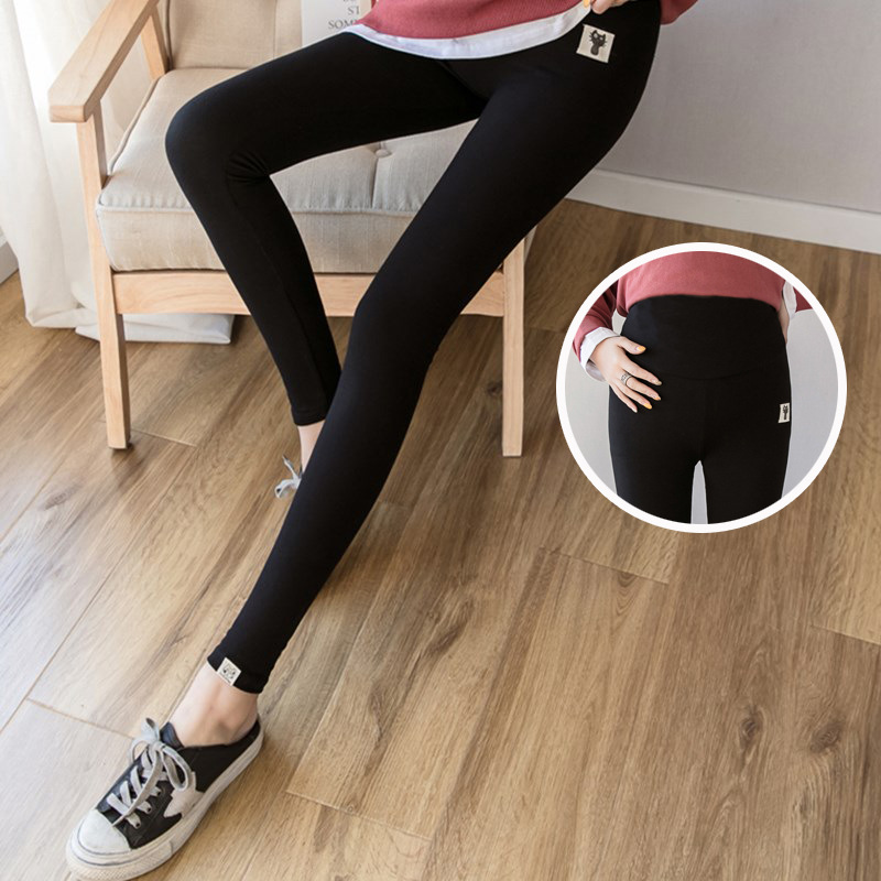 Maternity Wear, Spring & Fall Maternity Pants, Belly Support Pants, Kitten Belly Support Leggings, Thin High-Waist Elastic Leg Nine-Point Pants