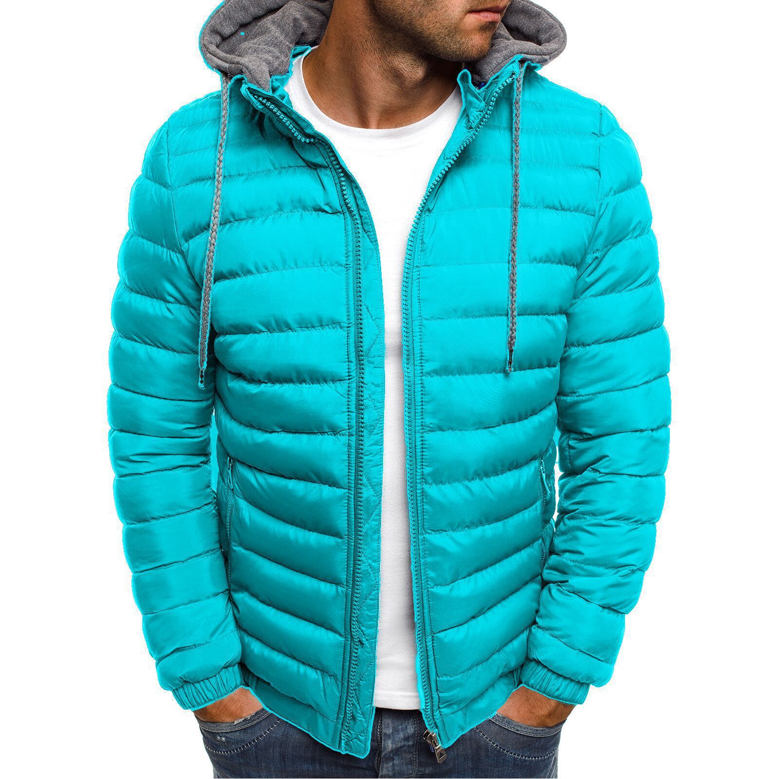 2020 Amazon new Korean casual cotton-padded jacket men's foreign trade short warm hooded cotton-padded jacket cross-border manufacturers