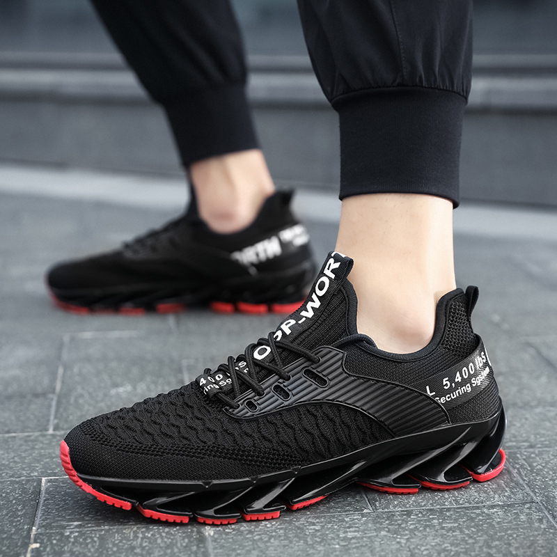 Cross-border AliExpress 2024 Men's Shoes Autumn Breathable Flying Weaving Casual Men's Trendy Blade Fish Scale Sports Running Shoes