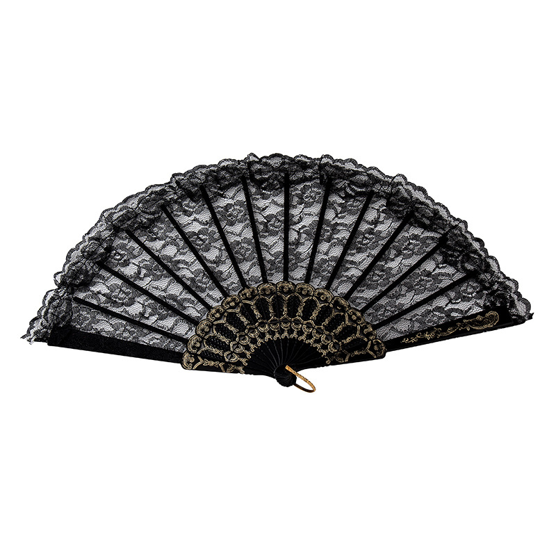 European Retro Lace Women's Fan Summer Orchid Fan Dance Performance Photography Photo Props Folding Fan