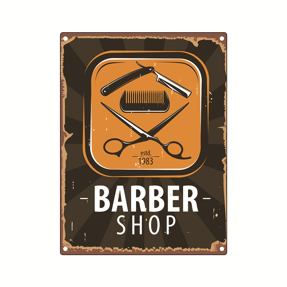Creative Tin Art Tinplate (Galvanized Iron) Customized Size Barber Shop Classical Wall Hanging Amazon Home Decoration