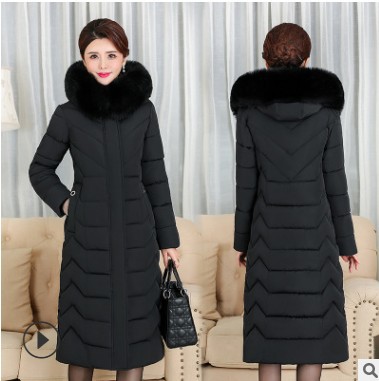 2020 new extra large size cotton-padded clothes for middle-aged mothers over the knee mid-length thickened warm cotton-padded clothes for middle-aged mothers