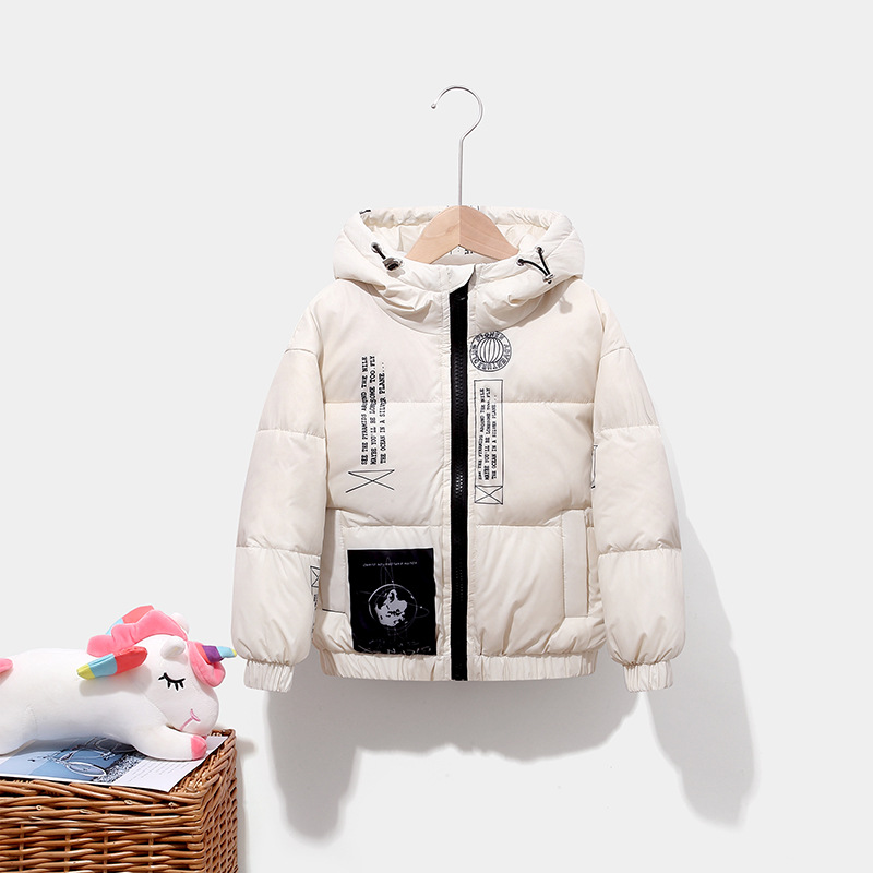 Autumn and Winter New Boys and Girls Baby Plus Velvet Thickened Hooded Cotton-padded Clothes Children Down Cotton-padded Clothes