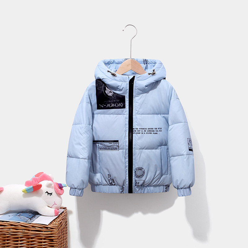 Autumn and Winter New Boys and Girls Baby Plus Velvet Thickened Hooded Cotton-padded Clothes Children Down Cotton-padded Clothes