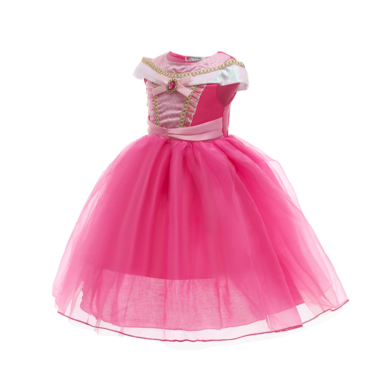 2025 Children's Day Frozen Aurora Princess Dress Girls Mesh Style Skirt Birthday Performance Dress