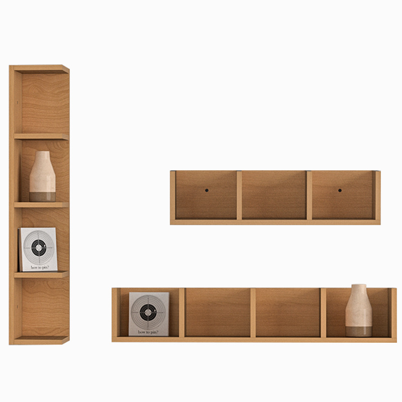 Wall Shelf Solid Wood Wall Bookshelf Bedroom Corner Hanging Rack TV Background Wall Decorative Rack Multi-grid Storage Rack