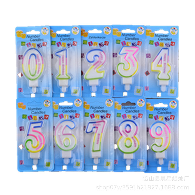 Large Color Edge Digital Candle happy birthday happy birthday Children Digital Cake Decorative Candle