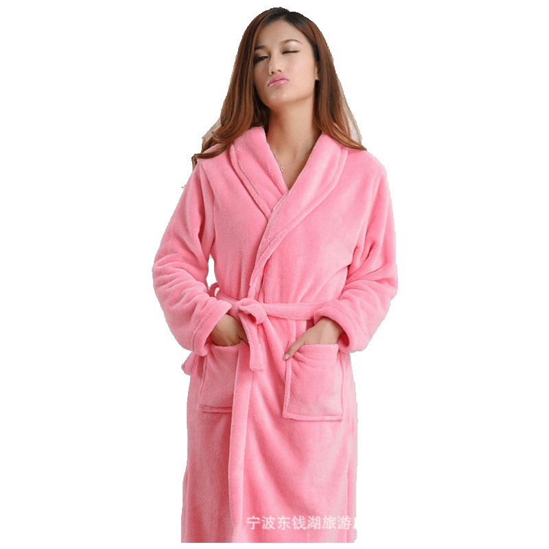 Source Direct Coral Fleece Pajamas Nightgown Women's Autumn and Winter Thickened Flannel Long Sleeve Men's Bathrobe Home Clothes