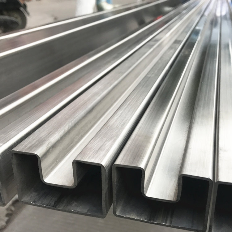 Foshan 201 stainless steel special-shaped tube Matt 316 flat Groove Tube wire drawing 304 stainless steel square Groove Tube spot