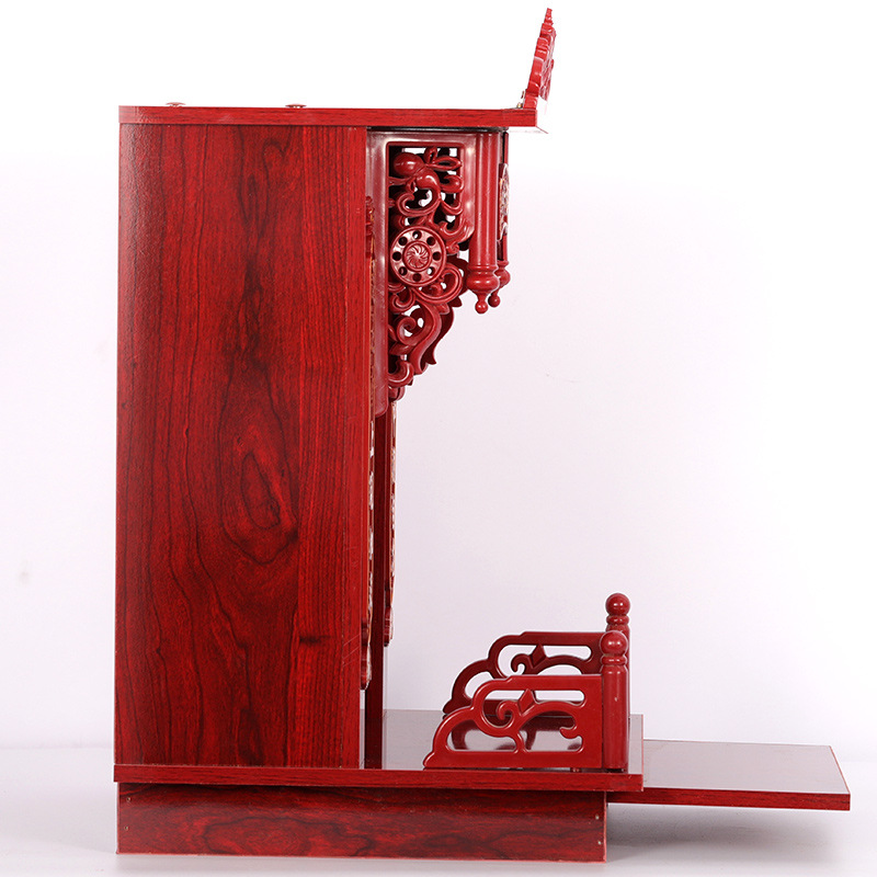 Red sandalwood solid wood color Buddha niche small worship table Guan Gong Guanyin Worship table God table decoration wall-mounted shrine manufacturer