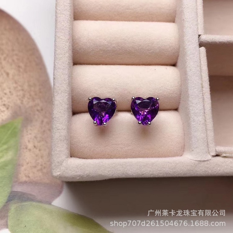 Small Fresh Earrings Brazilian Crystal All-Over S925 Pure Earrings Garnet Peridot Topaz Earrings Color Preservation