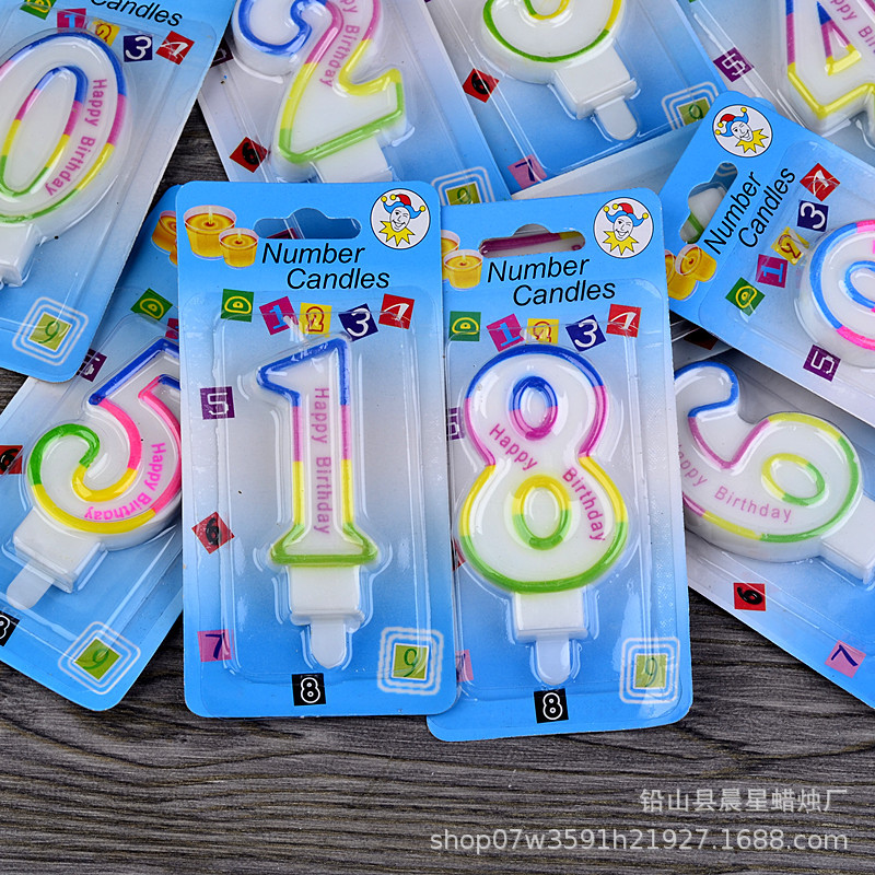 Large Color Edge Digital Candle happy birthday happy birthday Children Digital Cake Decorative Candle