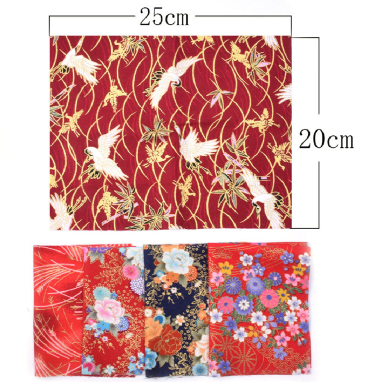 Cross-border new Japanese style and wind bronzing fabric diy hand patchwork group cotton thickened cotton linen printed fabric
