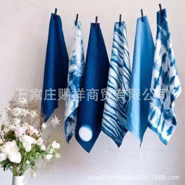 Tie-dyed Cloth Pure Cotton Tuo-dyed Square Square Square Plant-dyed Handkerchief Knock-dyed Pure Cotton Pure White Blue-dyed White Cloth for Kindergarten