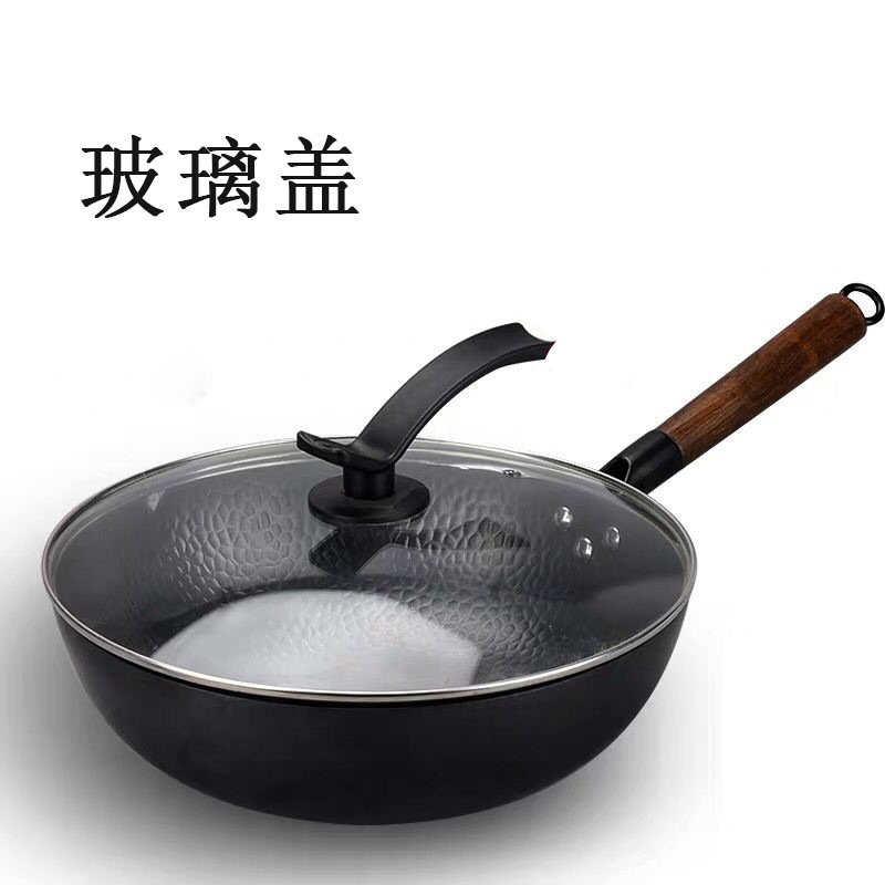 Daifa Zhangqiu Iron Pot genuine goods Wok Uncoated Flat Bottom Non-stick Pan Household Old-fashioned Hand-made Wok Gift Pot