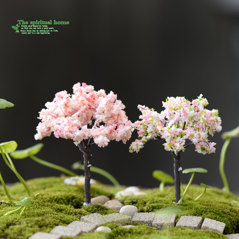 Micro Landscape Artificial Christmas Tree Artificial Flower Cherry Blossom Succulent Zakka Moss Landscaping Decoration Accessories Small Ornaments
