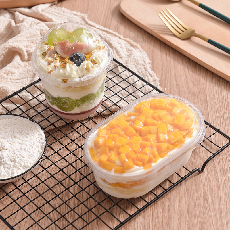 Factory wholesale disposable Bobo cup full bowl fat cup plastic high transparent U-shaped baking multi-layer mousse cup