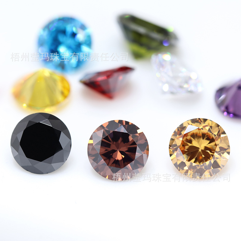 Wuzhou 5A grade color round 0.9mm-3mm zircon synthetic gem cubic zirconia bare stone CZ wholesale
