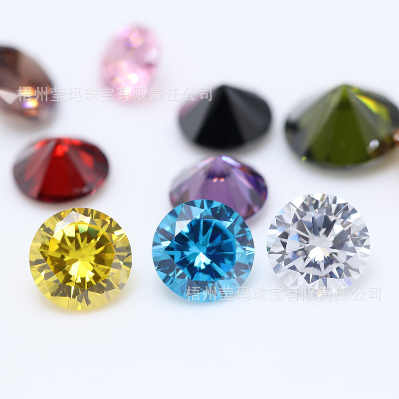 Wuzhou 5A grade color round 0.9mm-3mm zircon synthetic gem cubic zirconia bare stone CZ wholesale