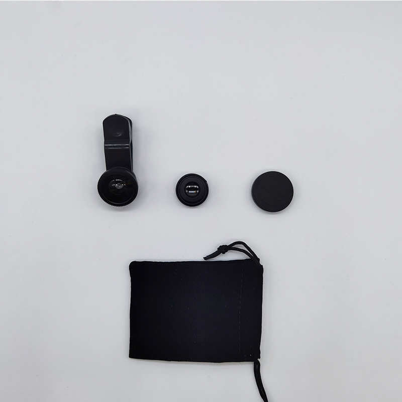 Mobile phone lens magnifying glass 180 degree fisheye wide angle macro selfie three-in-one fisheye clip lens