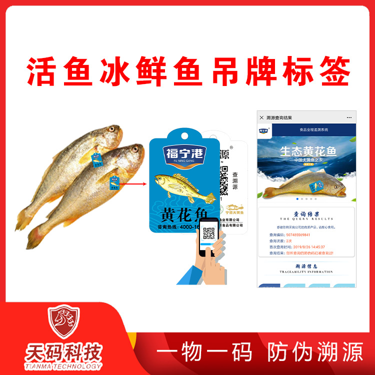 Fish Tags for Live Fish Traceability, Fresh Fish Anti-Counterfeiting, One-Item-One-Code Qr Code Anti-Counterfeiting