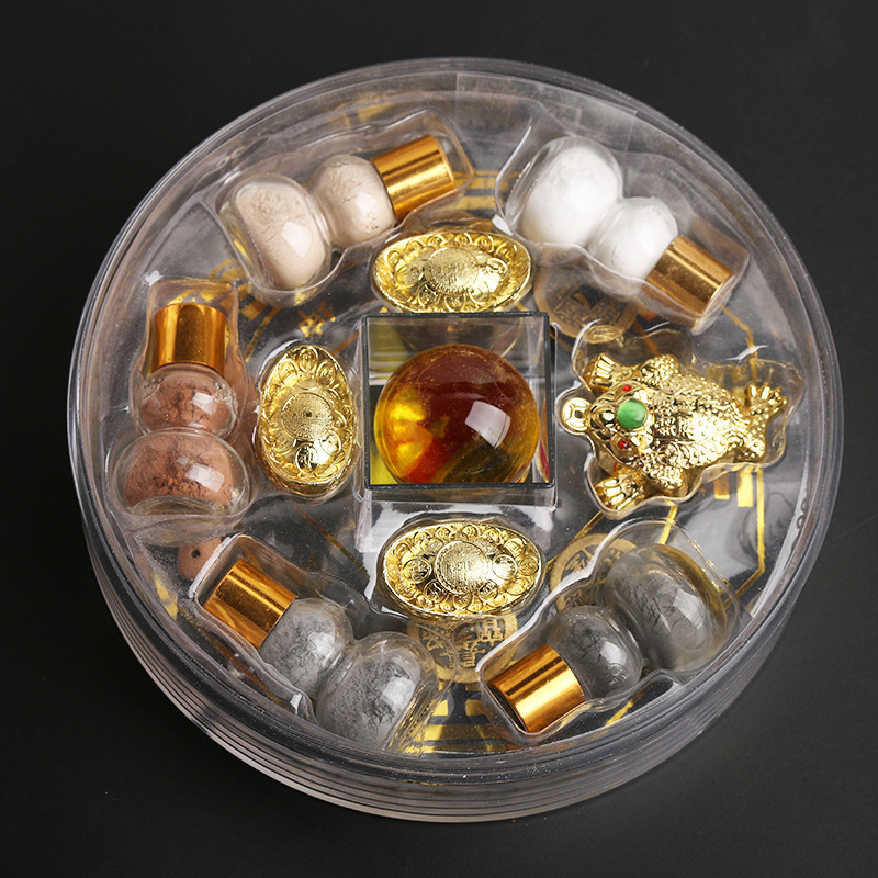 Wholesale Shenzhou five-color soil ten thousand neng array ornaments Golden Toad ingot built-in crystal ball