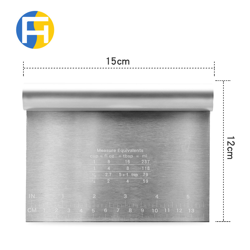 Stainless steel noodle cutter with scale dough cutter pastry knife flour rice rolls scraper baking tool