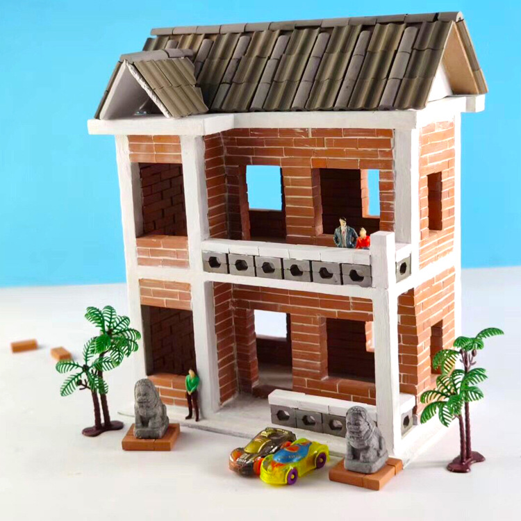 Masons diy Cabin miniature scene building model handmade bricklaying house toy children's simulation sand table
