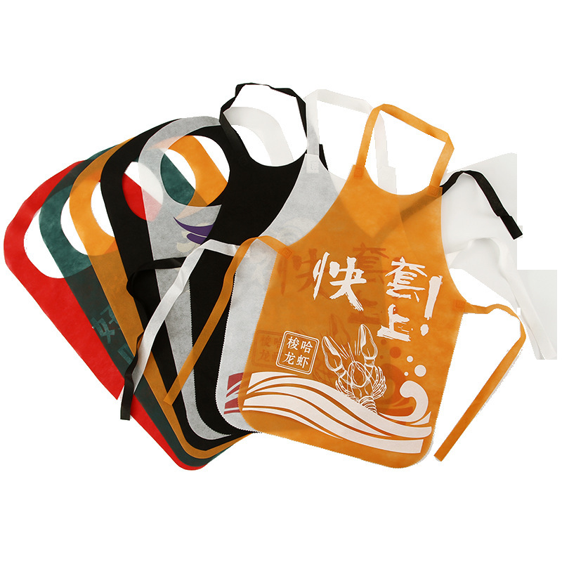 Disposable apron wholesale catering hot pot barbecue pullover Adult bib advertising non-woven apron printed logo
