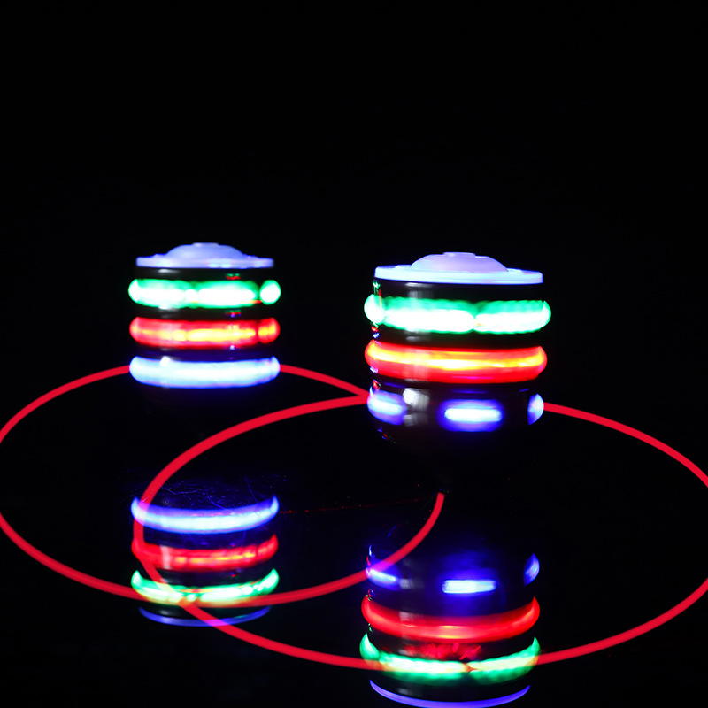 Laser Imitation Wood Gyro, Flashing Gyro, Colorful Music, Luminous Imitation Wood Gyro, Street Stall Toy Supply Manufacturer