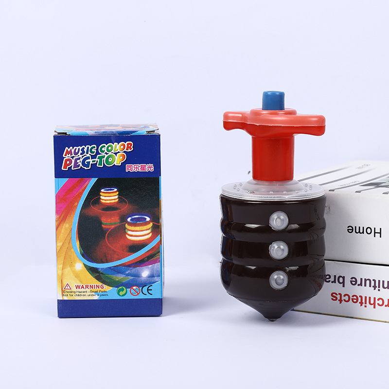 Laser Imitation Wood Gyro, Flashing Gyro, Colorful Music, Luminous Imitation Wood Gyro, Street Stall Toy Supply Manufacturer