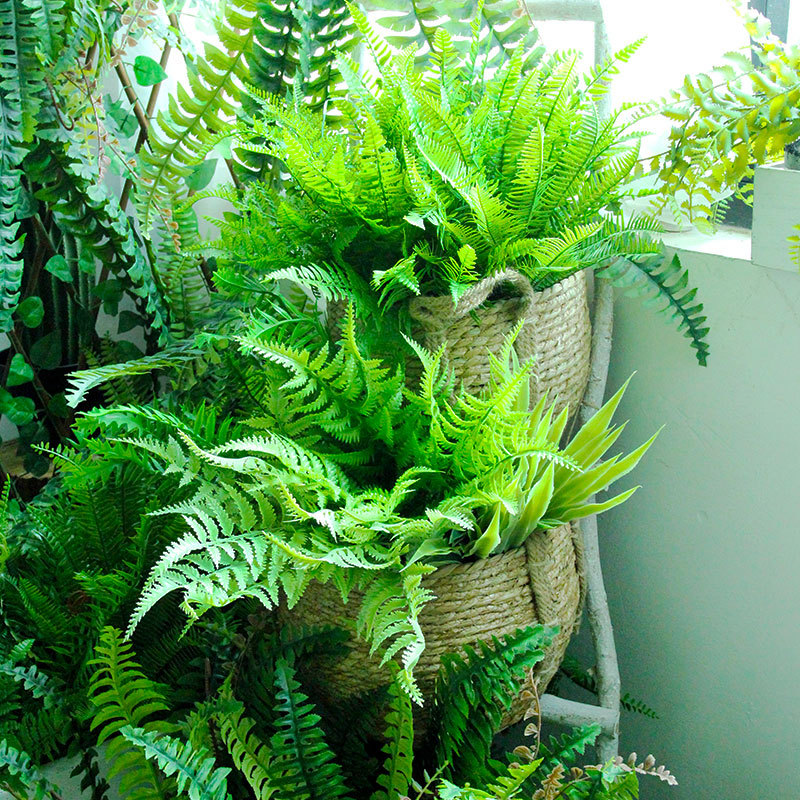 Simulated turf grass Fern artificial flower grass green leaf flower wood plant hornwood system landscaping decoration