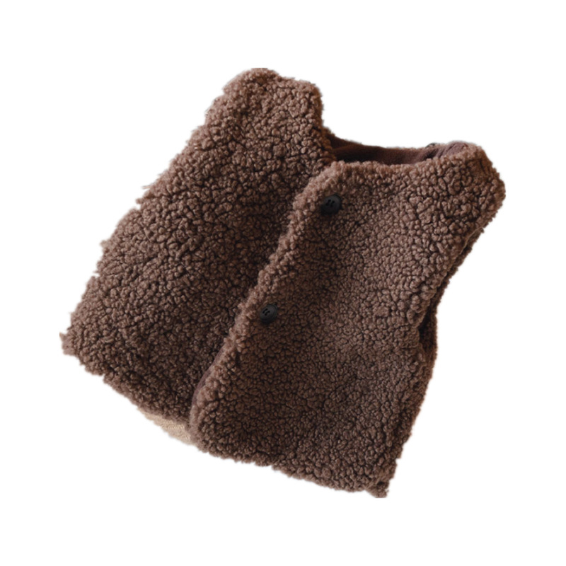 Boys and Girls Vest Lamb Velvet Plus Polar Fleece Warm Top Vest 25 Autumn and Winter New Export Children's Clothing Dropshipping