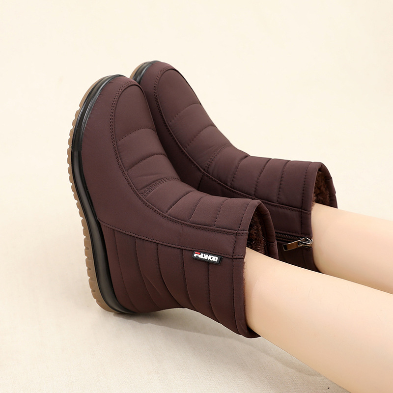 Women's Snow Boots 2025 Fleece-Lined Non-Slip Warm Waterproof Middle-Aged and Elderly Cotton Shoes Mom Boots Women's Short Boots Winter Hot Sale