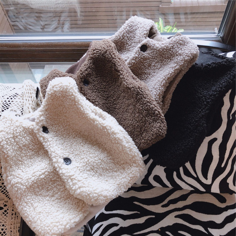 Boys and Girls Vest Lamb Velvet Plus Polar Fleece Warm Top Vest 25 Autumn and Winter New Export Children's Clothing Dropshipping