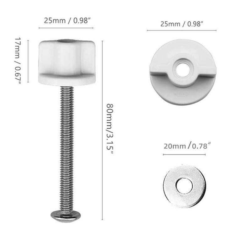 Hand screw toilet cover screw lower toilet seat fixing device top nut screw hinge bolt 304