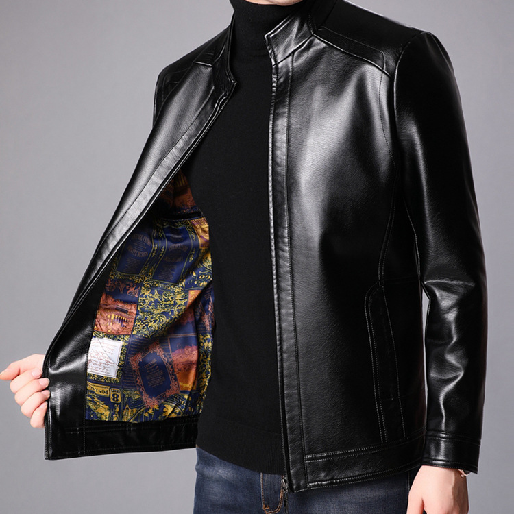 Кожаная куртка Haining осень и зима короткая из козьей кожи с откидным воротником