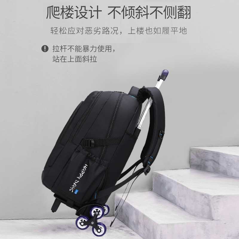 Natural Fish School Bag Wholesale for Middle and High School Students, Trolley Bag with Six Wheels for Climbing Stairs, Large Capacity Computer Bag with Load-Reducing Design