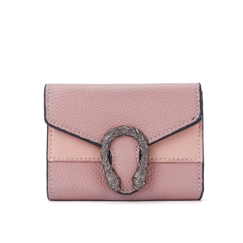 2024 New Women's Wallet Short Leather Bag Splicing Wallet Small Three-fold Clutch Multi-function Multi-card Card Holder