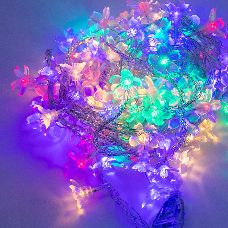 led lights flashing lights string lights pendant thickened flower plug Christmas lights holiday lights string accessories peach blossom