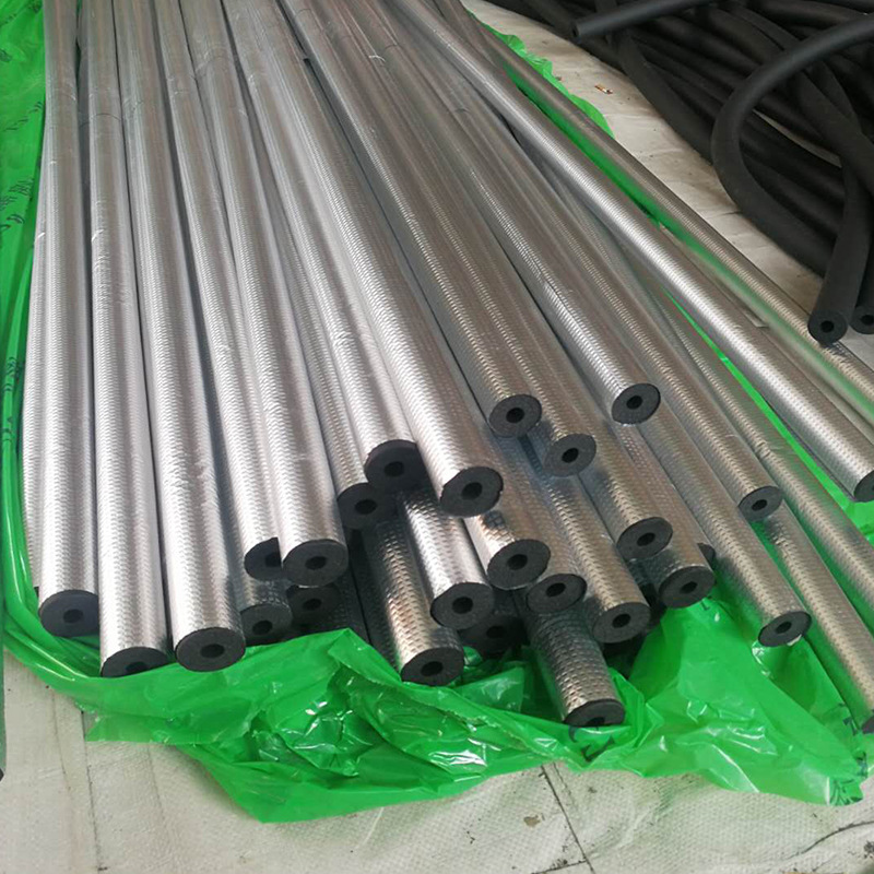 In stock B1 grade composite rubber and plastic insulation pipe aluminum foil rubber and plastic pipe shell flame retardant insulation self-adhesive open aluminum foil rubber and plastic pipe
