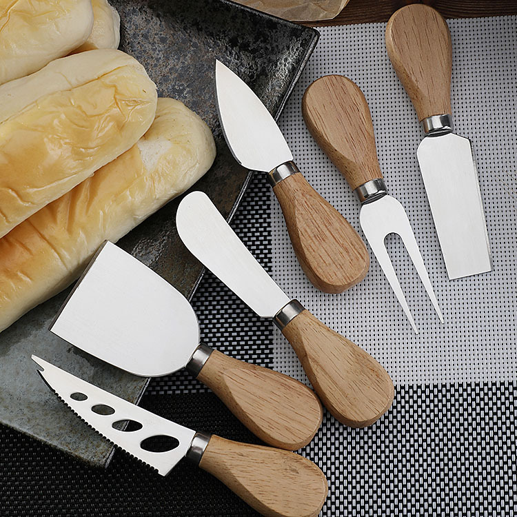 Rubber Wood Stainless Steel Cheese Knife Set Baking Tools Steak Knife Butter Butter Spatula Cheese Pizza Knife