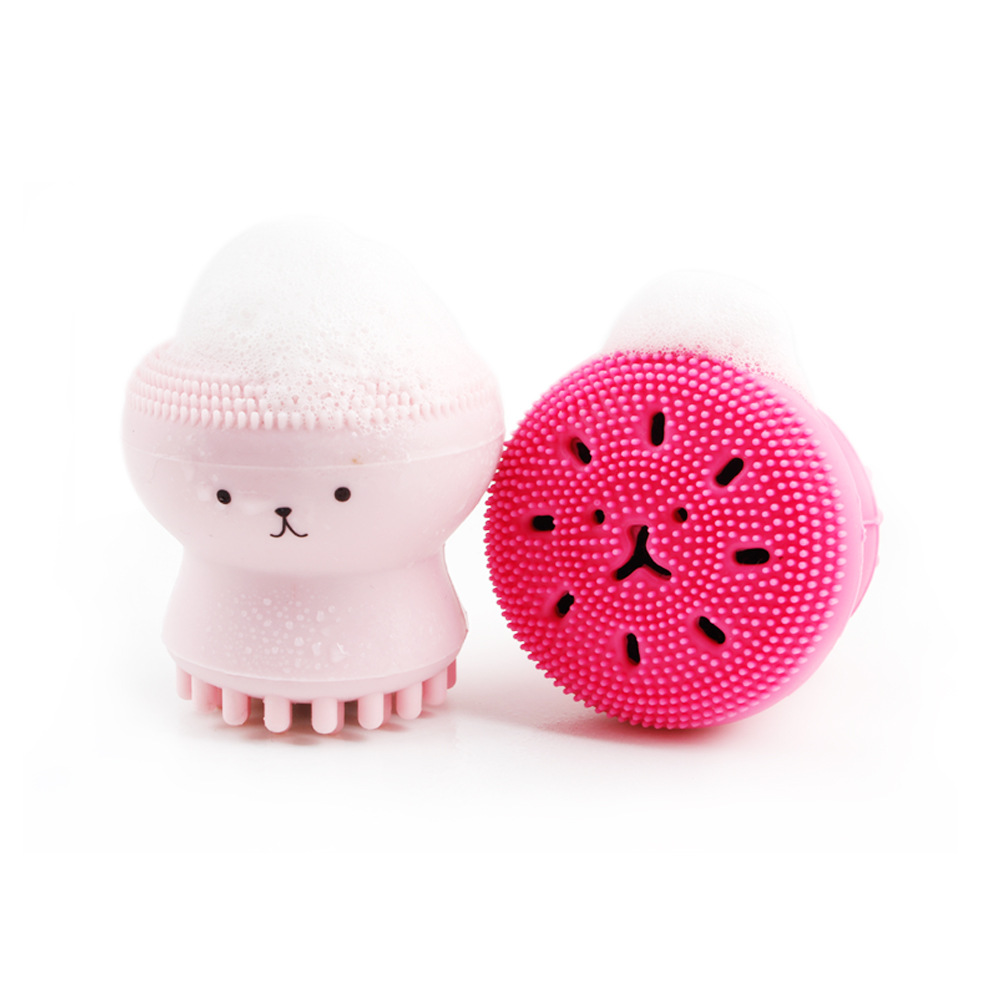 Multicolor Spot Silicone Small Octopus Facial Cleansing Powder Puff Brush Cleansing Facial Brush Massage Brush Makeup Remover Brush