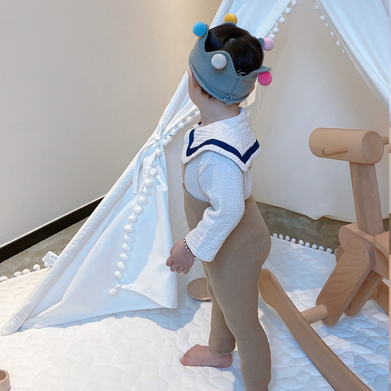 Spanish Style Spring and Autumn High Waist Strap Cropped Pants Baby Big Fart Leggings Baby Leggings