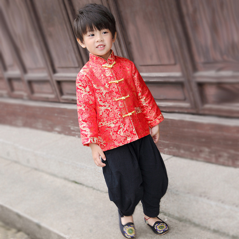 Boy's Hansuit autumn long sleeve children's Tang suit Chinese style original costume costume classic underworld children's clothing